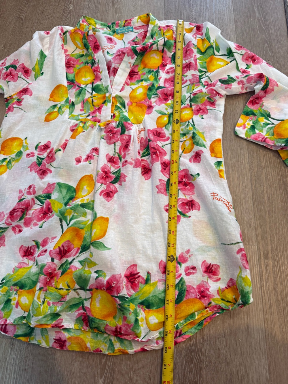 Antica Sartoria by Giacomo Cinque Lemon Positano Printed Blouse Italian Medium - Picture 10 of 10